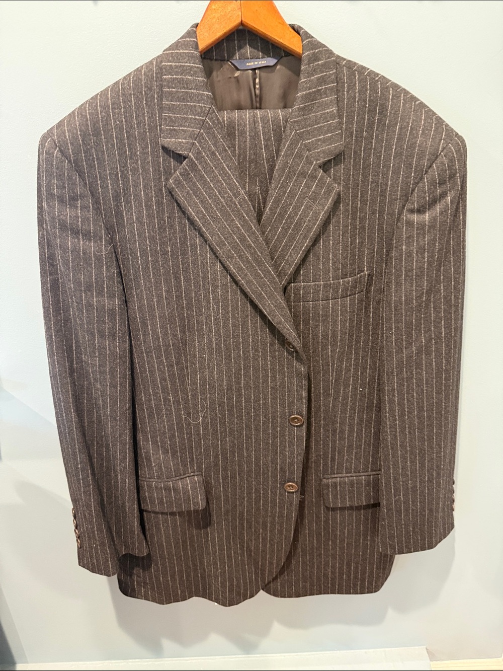 Brooks Brothers Brown Pinstripe Wool Suit Jacket and pants